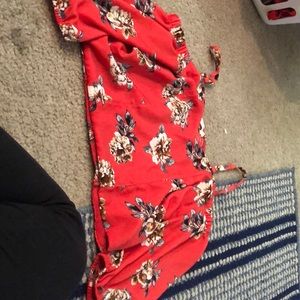Red floral crop top